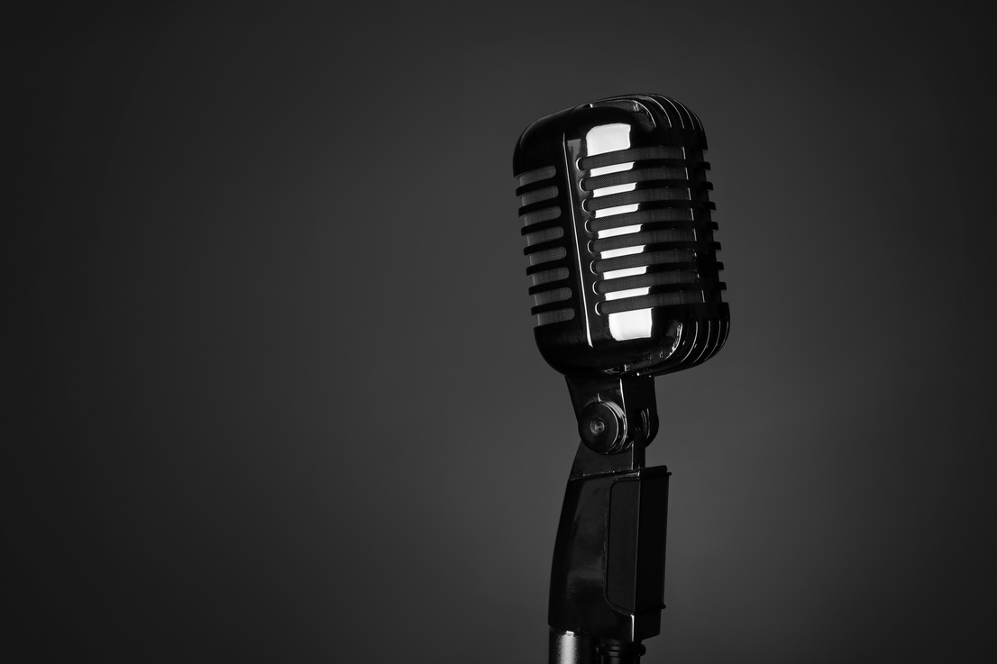 Retro Microphone on Dark Background